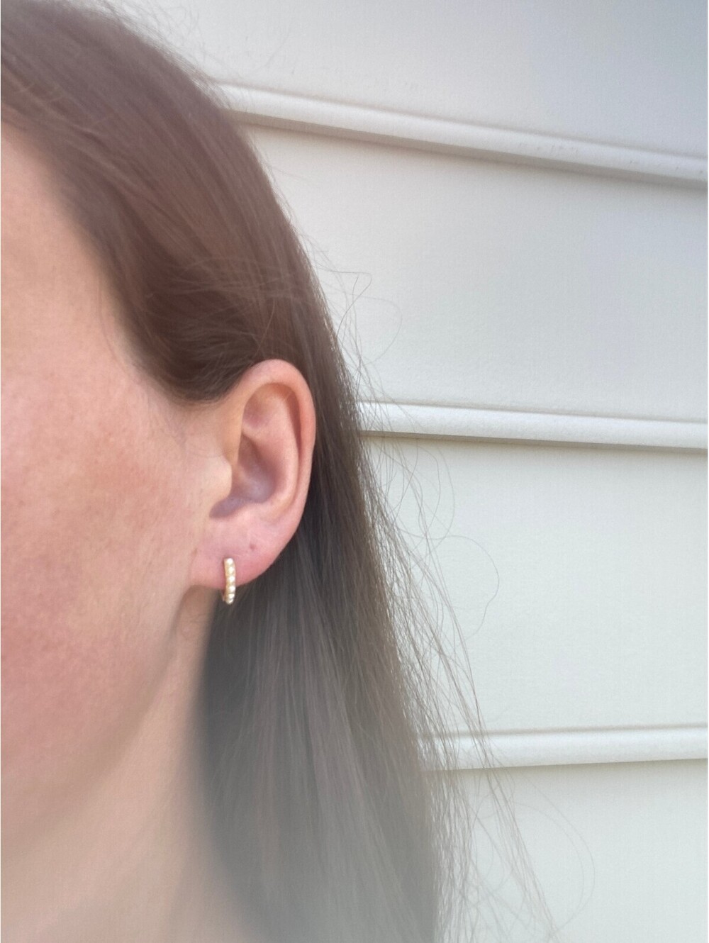 Gold Plated Sterling Silver Pearl Huggie Hoop Earrings